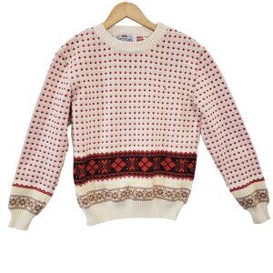 Vintage 70s Fruit Of The Loom Nordic Fair Isle Knit Sweater Size‎ S Cottagecore